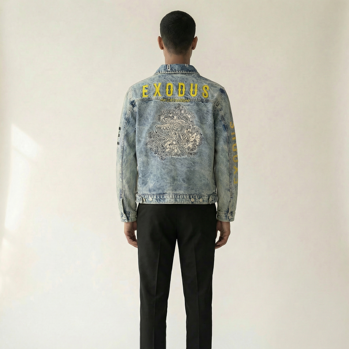 Exodus Embroidered Acid Washed Denim