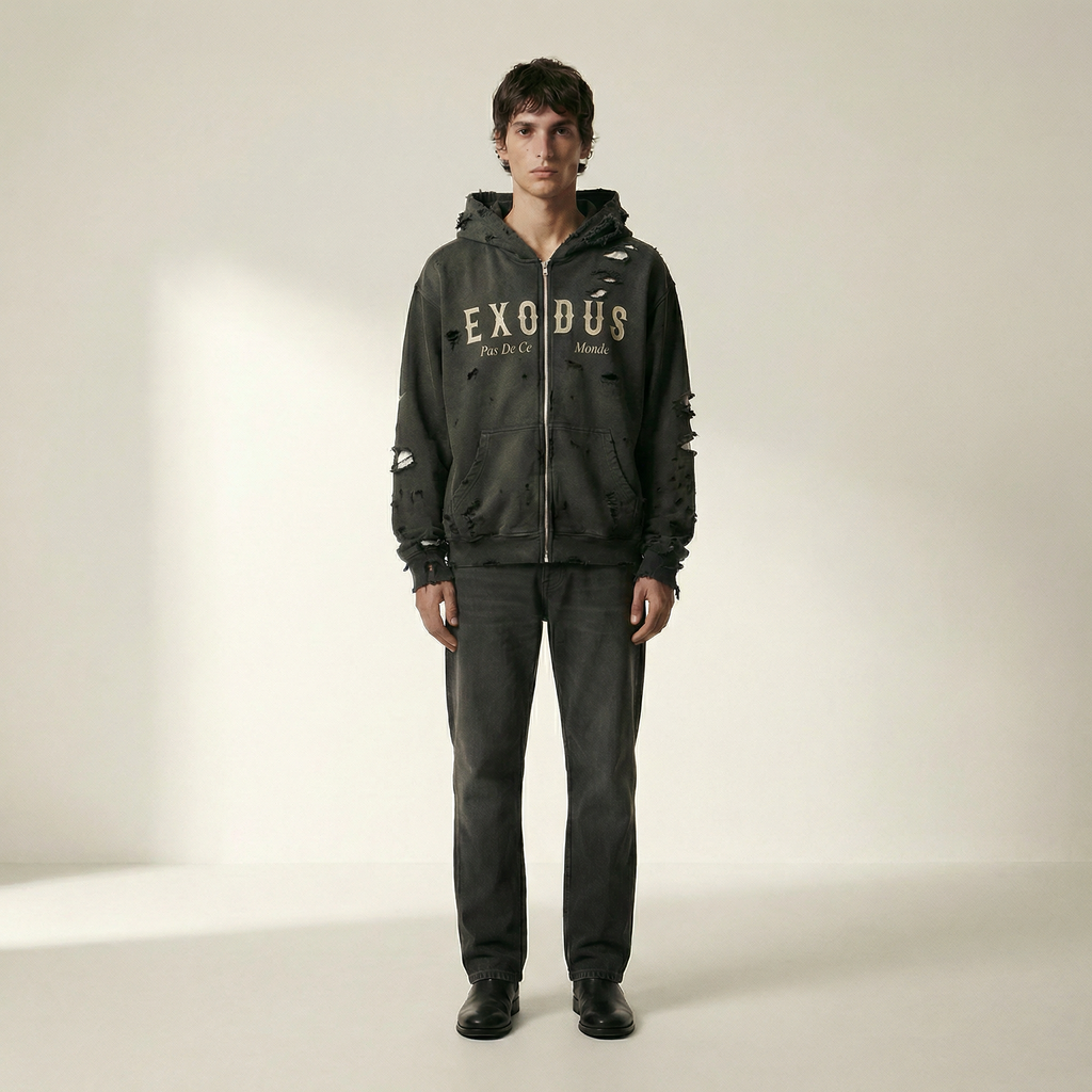 Embroidered and Distressed Verte Messiah