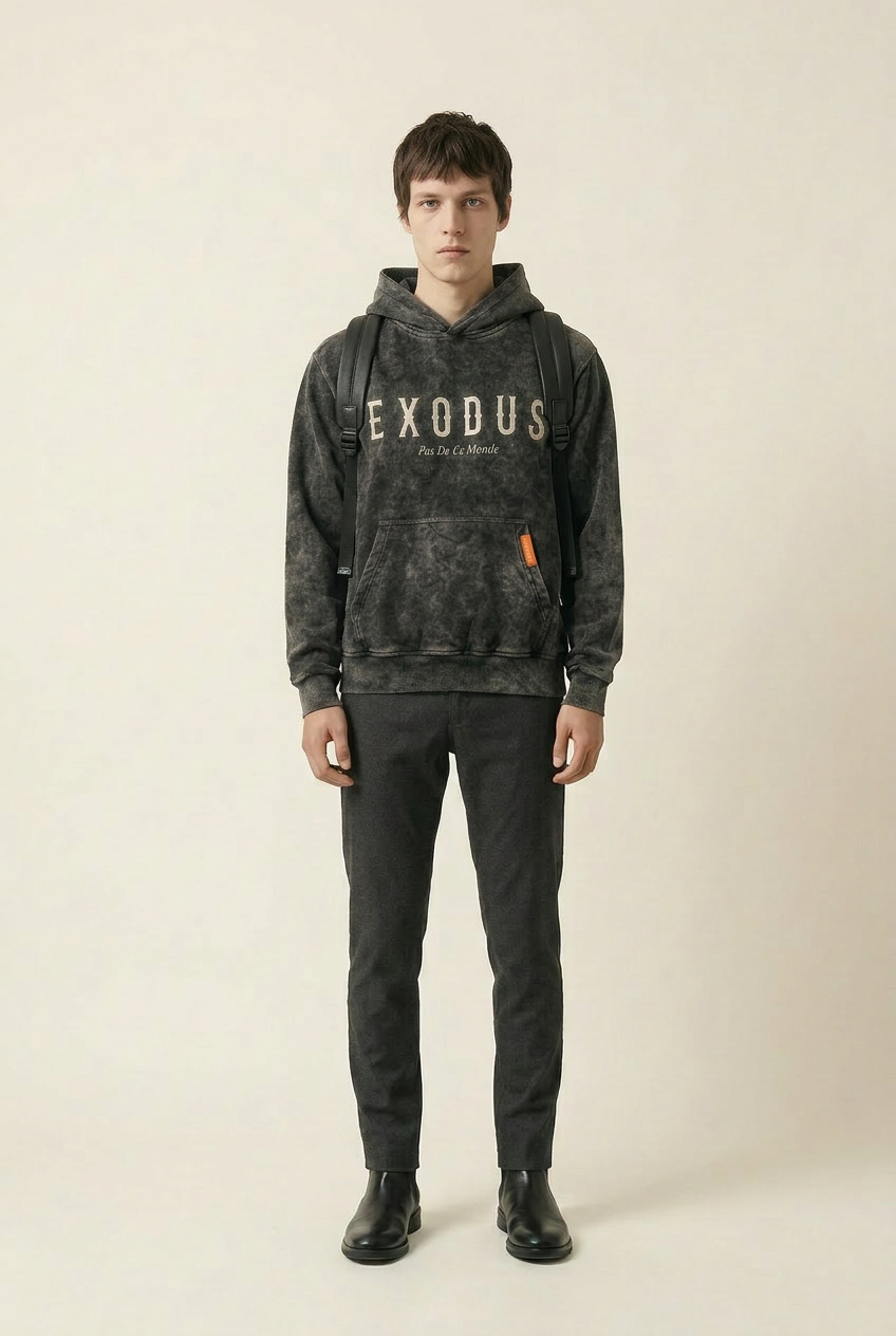 Embroidered  Monté  Acid Washed Flower Tiger Hoodie