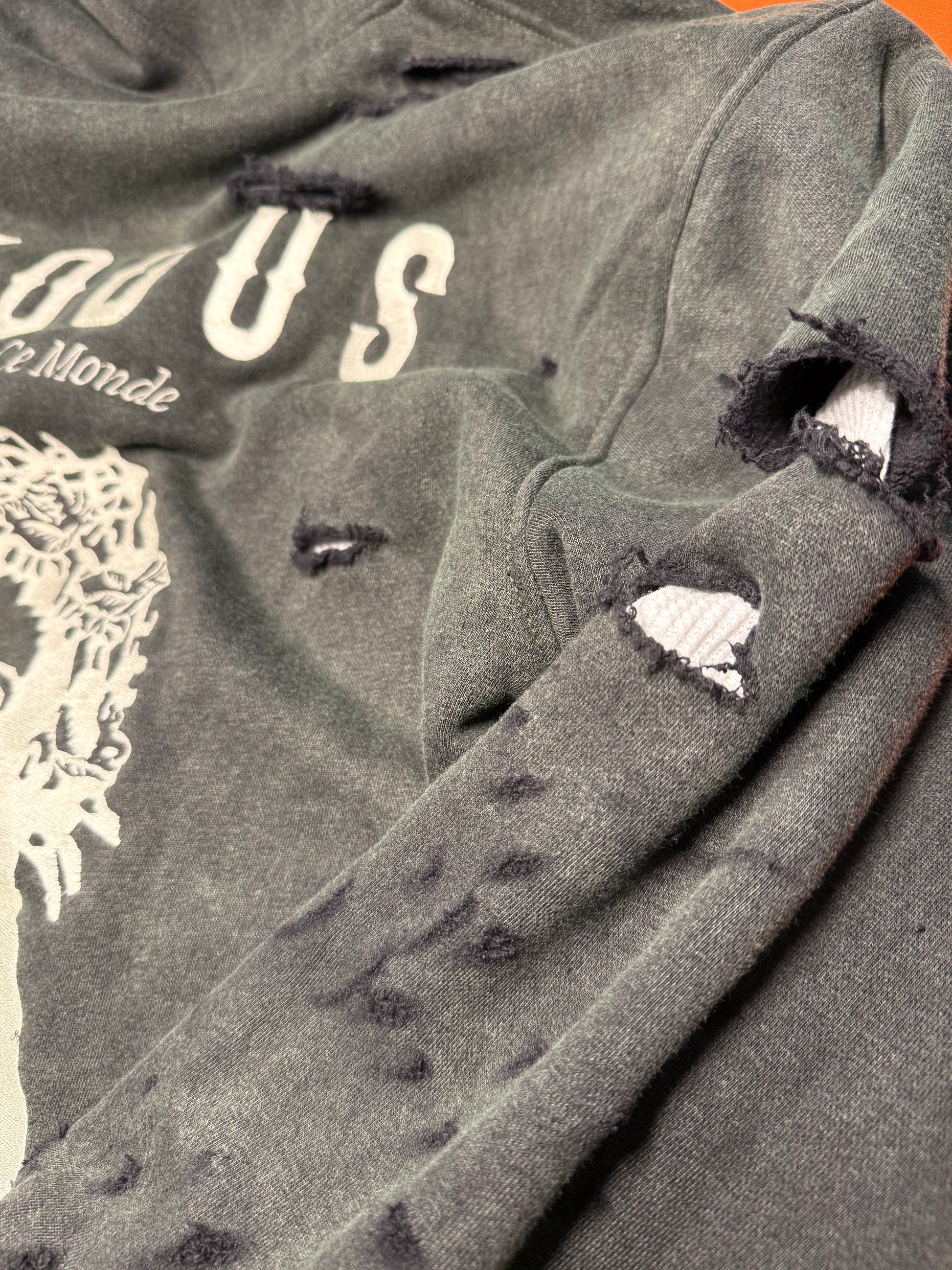 Embroidered and Distressed Verte Messiah